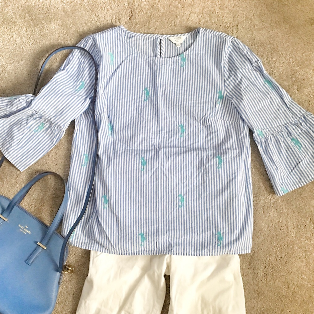 PRETTY & PREPPY CROWN & IVY SEAHORSE BLOUSE TOP